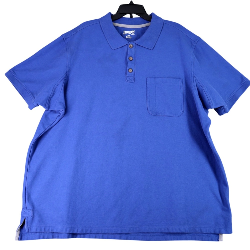 Duluth Trading Co‎ Polo Shirt Mens 3XL Blue Pocket Relaxed Fit Workwear